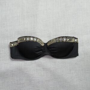Victorias Secret Bra Womens 32B Black Bejeweled Strapless Sexy Clubbing Party